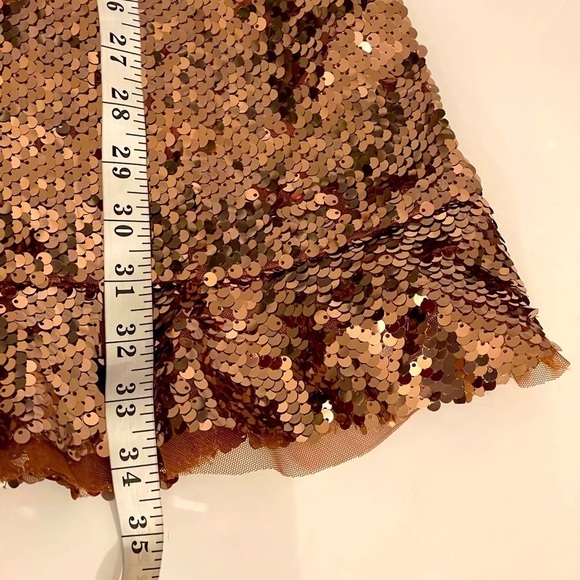 Free People Dress Rose Gold Sequin Dress Tribeca Cocktail Party Prom Dress Sz 12 - Picture 15 of 15